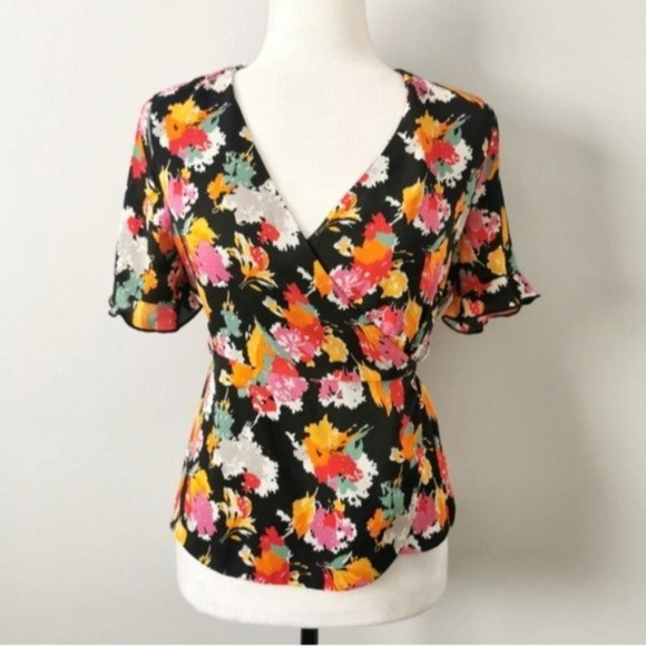 Zara wrap floral vneck blouse - Picture 1 of 5